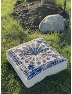 Navy Blue Embroidered Meditation Cushion, 18 x 18 in 2