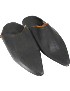 Babouche marocaine pour femme au bout pointu, noire unie 2