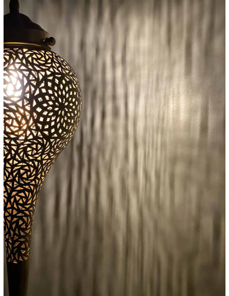 Lustre marocain en cuivre ajouré doré goutte TM