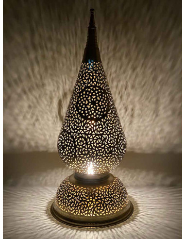 Lampe de table marocaine en cuivre doré, goutte...