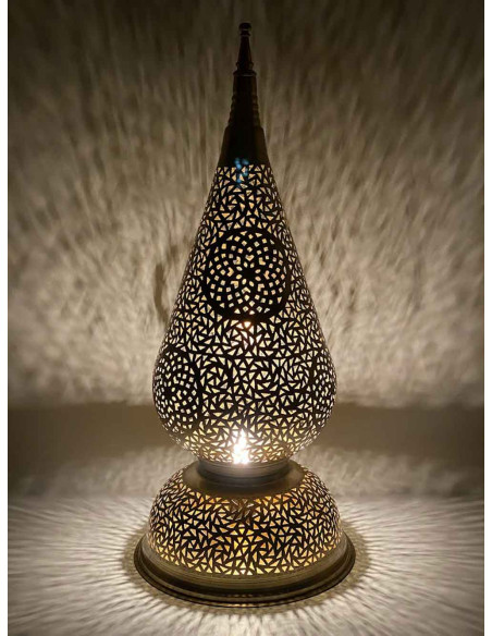Moroccan Silver Copper Teardrop Table Lamp GG, 27 in