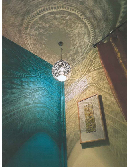 Moroccan Silver Openwork Copper Chandelier