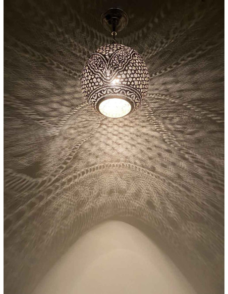 Moroccan Silver Openwork Copper Chandelier