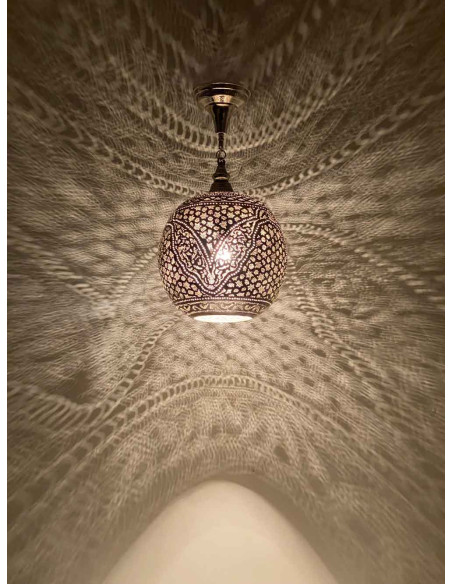 Moroccan Silver Openwork Copper Chandelier