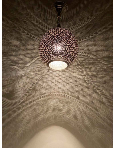 Moroccan Silver Openwork Copper Chandelier