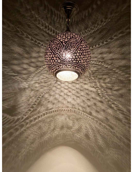 Moroccan Silver Openwork Copper Chandelier