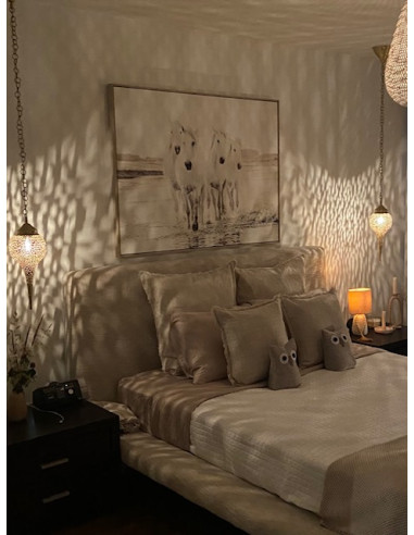 Lustre marocain en cuivre ajouré doré goutte TM