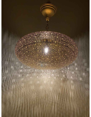 Moroccan Gold Khobza Ceiling Light TM, 18 in