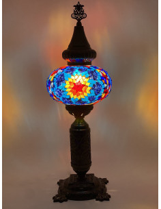 Turkish Blue Mosaic Lamp with a red star, 19 in