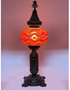 Lampe turque en mosaïque rouge à losanges jaunes, 19 po 2