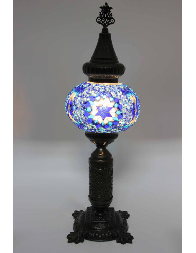 Lampe turque en mosaïque bleue, 19 po
