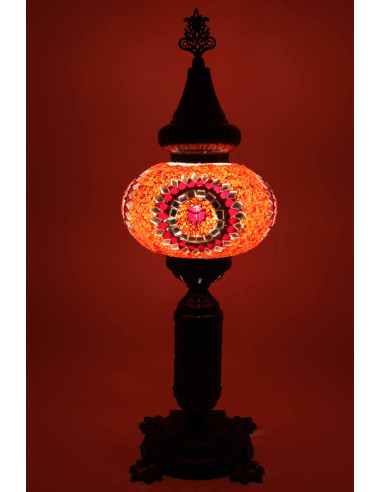 Lampe turque en mosaïque rouge à médaillon, 19 po