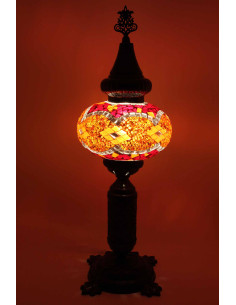 Turkish Lamp, Red and Orange Mosaic, 19 in