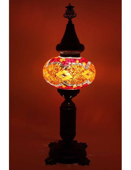 Turkish Lamp, Red and Orange Mosaic, 19 in
