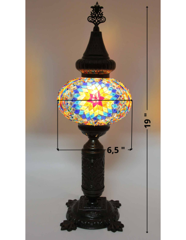 Turkish Mosaic Lamp with a blue and yellow...