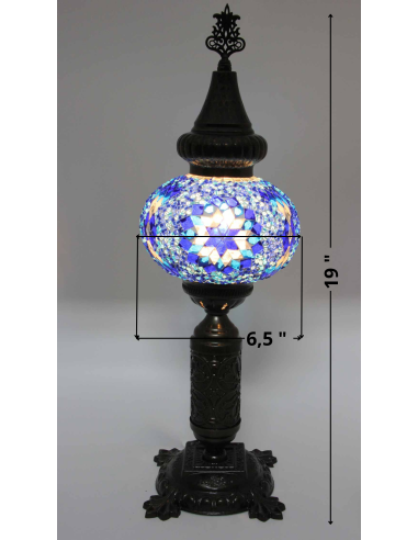 Lampe turque en mosaïque bleue, 19 po