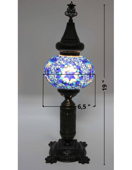 Turkish Lamp, Blue Mosaic, 19 in