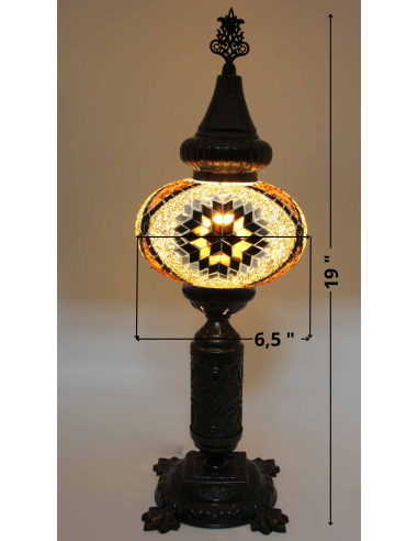 Turkish Lamp, Brown Mosaic, 19 in