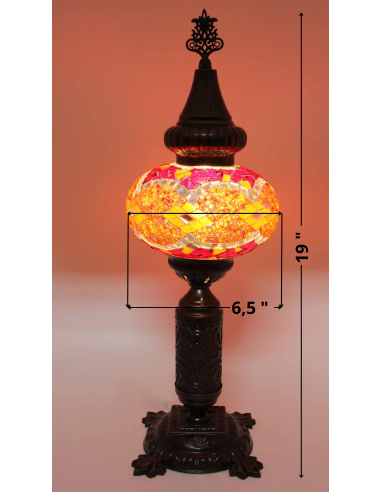 Turkish Lamp, Red and Orange Mosaic, 19 in
