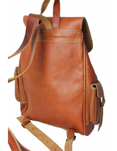 Caramel Leather and Red Kilim Backpack