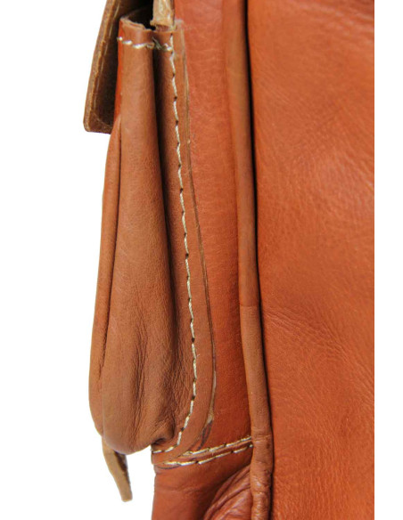 Caramel Leather and Red Kilim Backpack