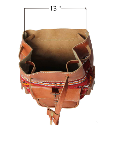 Caramel Leather and Red Kilim Backpack