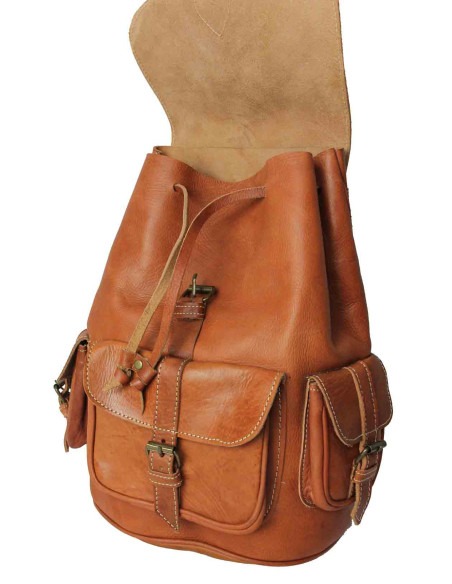Sac à dos en cuir toffee pour ordinateur, 13 x 14 po