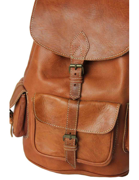 Sac à dos en cuir toffee pour ordinateur, 13 x 14 po