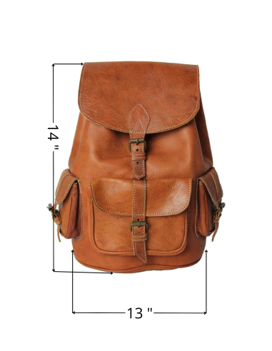 Toffee Leather Laptop Backpack, 13 x 14 in