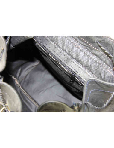 Sac à dos en cuir de chèvre noir, 2 tailles
