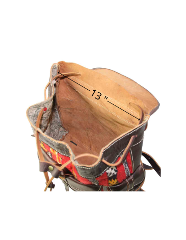 Brown Leather and Red Kilim Backpack