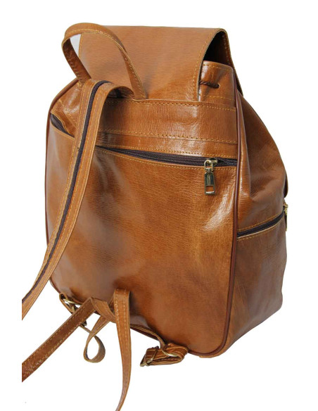 Caramel Goat Leather Backpack, 2 Sizes