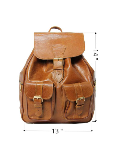 Caramel Goat Leather Backpack, 2 Sizes