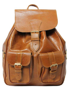 Caramel Goat Leather Backpack, 2 Sizes