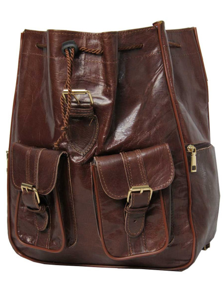 Brown Goat Leather Backpack, 2 Sizes