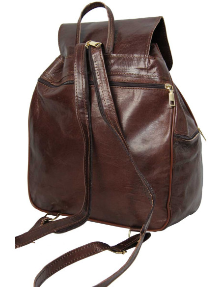 Sac à dos en cuir de chèvre marron, 2 tailles