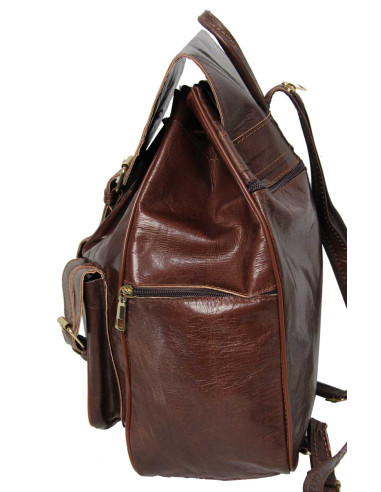 Sac à dos en cuir de chèvre marron, 2 tailles