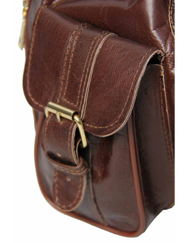 Sac à dos en cuir de chèvre marron, 2 tailles