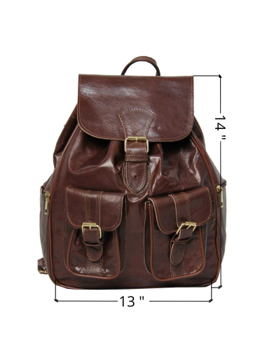 Sac à dos en cuir de chèvre marron, 2 tailles