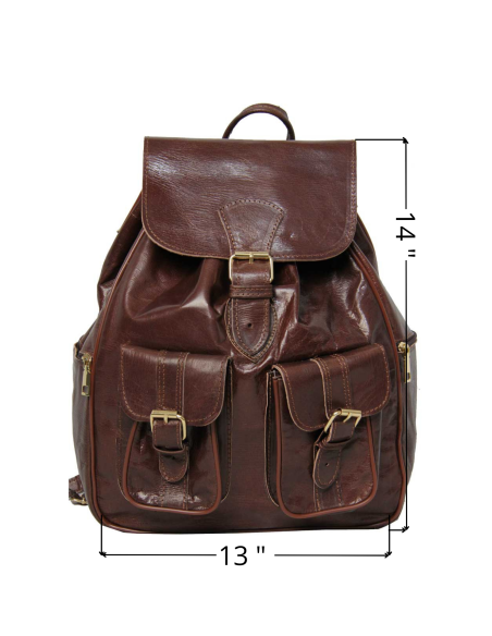 Brown Goat Leather Backpack, 2 Sizes