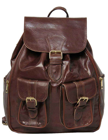 Brown Goat Leather Backpack, 2 Sizes