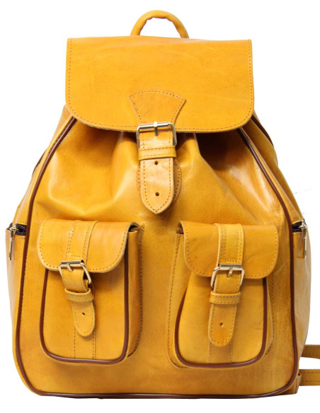 Yellow Goat Leather Backpack, 2 Sizes