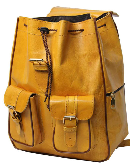 Yellow Goat Leather Backpack, 2 Sizes