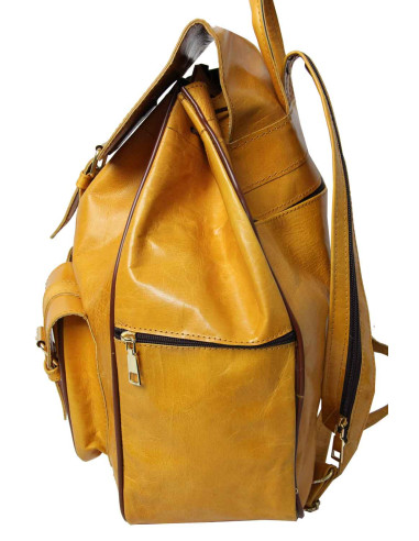 Yellow Goat Leather Backpack, 2 Sizes