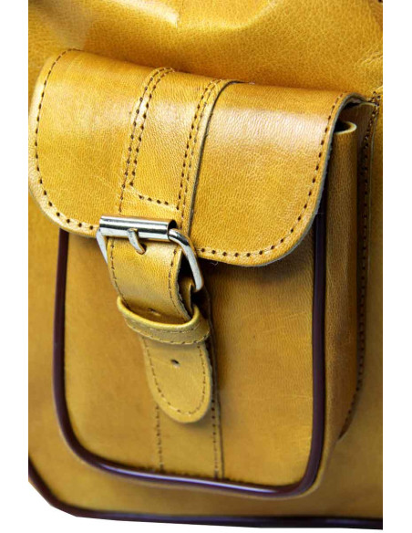 Sac à dos en cuir de chèvre jaune, 2 tailles