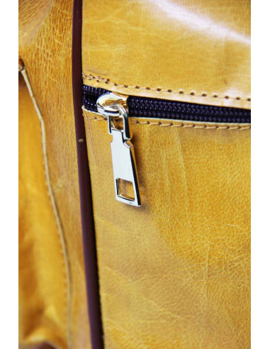 Sac à dos en cuir de chèvre jaune, 2 tailles