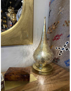 Lampe de table marocaine en cuivre doré, goutte TG 2