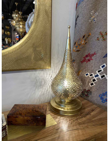 Moroccan Gold Copper Teardrop Table Lamp TG