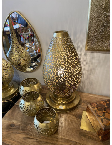 Moroccan perforated Egg TM lamp in gold