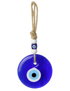 Hanging blue eye on jute cord, size 1